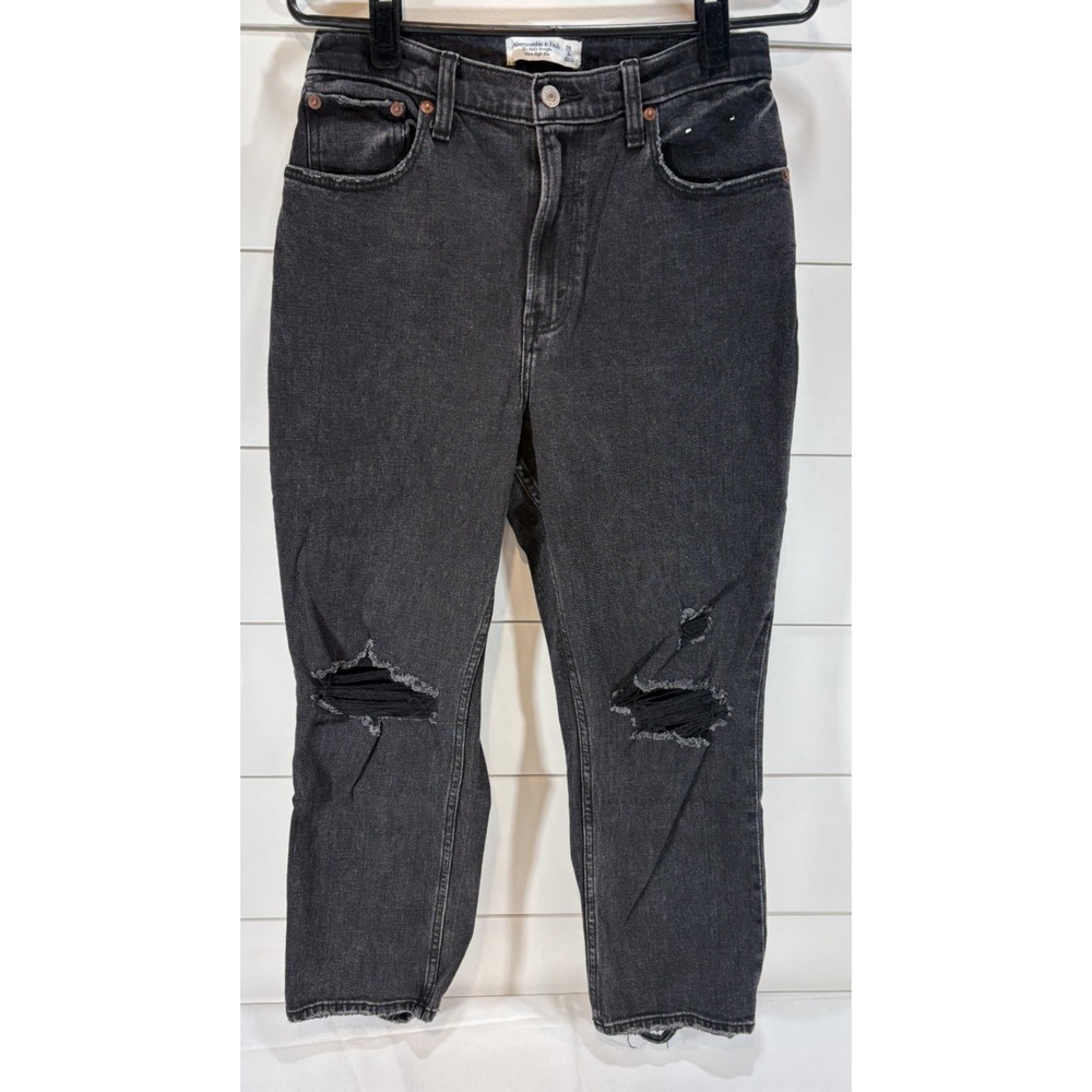 Abercrombie & Fitch The Ankle Straight Ultra High Rise Black Jeans Women's 28/6s